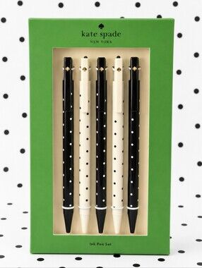 kate spade Black and Cream Polka Dot Ink Pen Set
